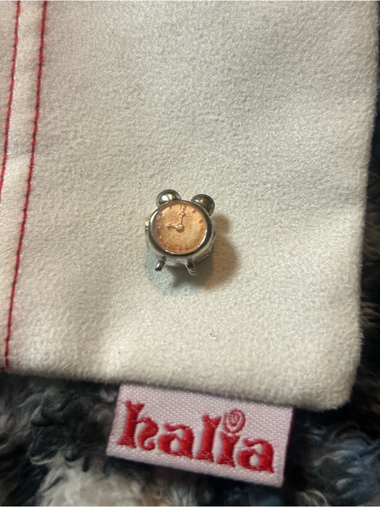 Halia Jewelry - Pandora-style Sterling Silver Alarm Clock”Charm with Rose Gold Face - FLAW